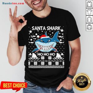 Hot Merry Christmas Santa Shark Ho Ho Ho Shirt- Design By Handstee.com