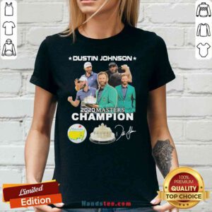 Nice Dustin Johnson 2020 Masters Champion Golf Signatures V-neck- Design By Proposetees.com