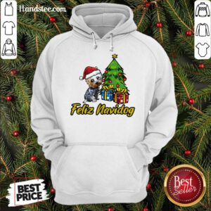 Feliz Navidog Yorkshire Christmas Gift Hoodie- Design By Handstee.com