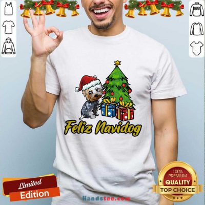 Feliz Navidog Yorkshire Christmas Gift Shirt- Design By Handstee.com