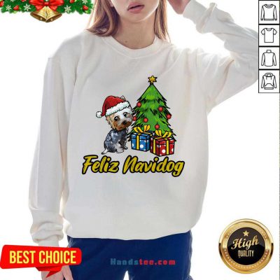 Feliz Navidog Yorkshire Christmas Gift Sweatshirt- Design By Handstee.com