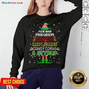 Four Main Food Groups Sweatmeat Lover Elf Christmas Holiday Sweatshirt- Design By Handstee.com