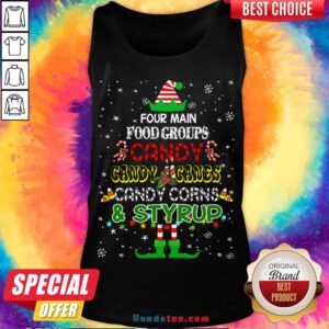 Four Main Food Groups Sweatmeat Lover Elf Christmas Holiday Tank-Top- Design By Handstee.com