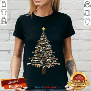 Nice Guns Christmas Tree Camo Print Xmas Gift For Gun Lover V-neck- Design By Handstee.com