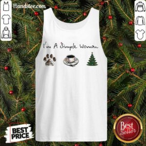 Nice I’m A Simple Woman Dog Paw Coffee And Tree Christmas Tank Top- Design By Handstee.com