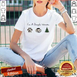 Nice I’m A Simple Woman Dog Paw Coffee And Tree Christmas V-neck- Design By Handstee.com