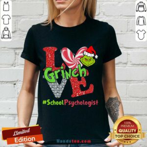 Nice Love Grinch #School Psychologist Christmas V-neck- Design By Handstee.com