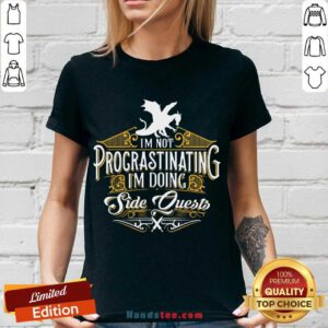Not Procrastinating Side Quests RPG Gamer Dragons V-neck- Design By Handstee.com