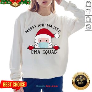 Nice Santa Claus Face Mask Merry And Masked CMA Squad Christmas Sweat Sweatshirt- Design By Handstee.com