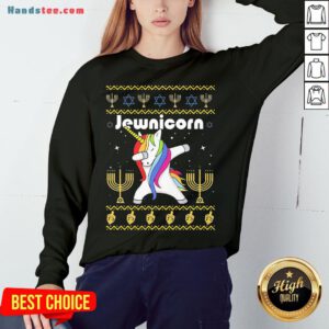 Nice Unicorn Dabbing Jewnicorn Ugly Christmas Sweatshirt- Design By Handstee.com