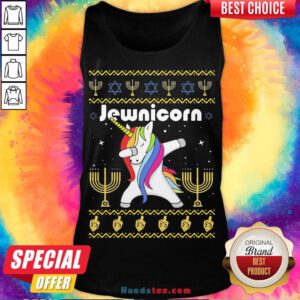 Nice Unicorn Dabbing Jewnicorn Ugly Christmas Tank Top- Design By Handstee.com