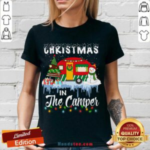 Christmas In The Camper Family Cute Funny Tee Camping Lover Xmas Trip V-neck- Design By Handstee.com