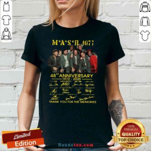 Original MASH 4077 48th Anniversary Signatures Thank You For The Memories V-neck- Design By Proposetees.com