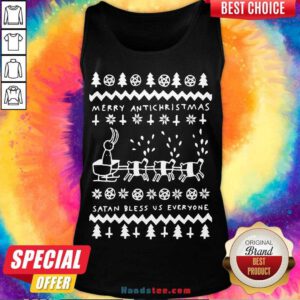 Original Merry Antichristmas Satan Bless Us Everyone Hugleikur Dagsson Tank Top- Design By Handstee.com