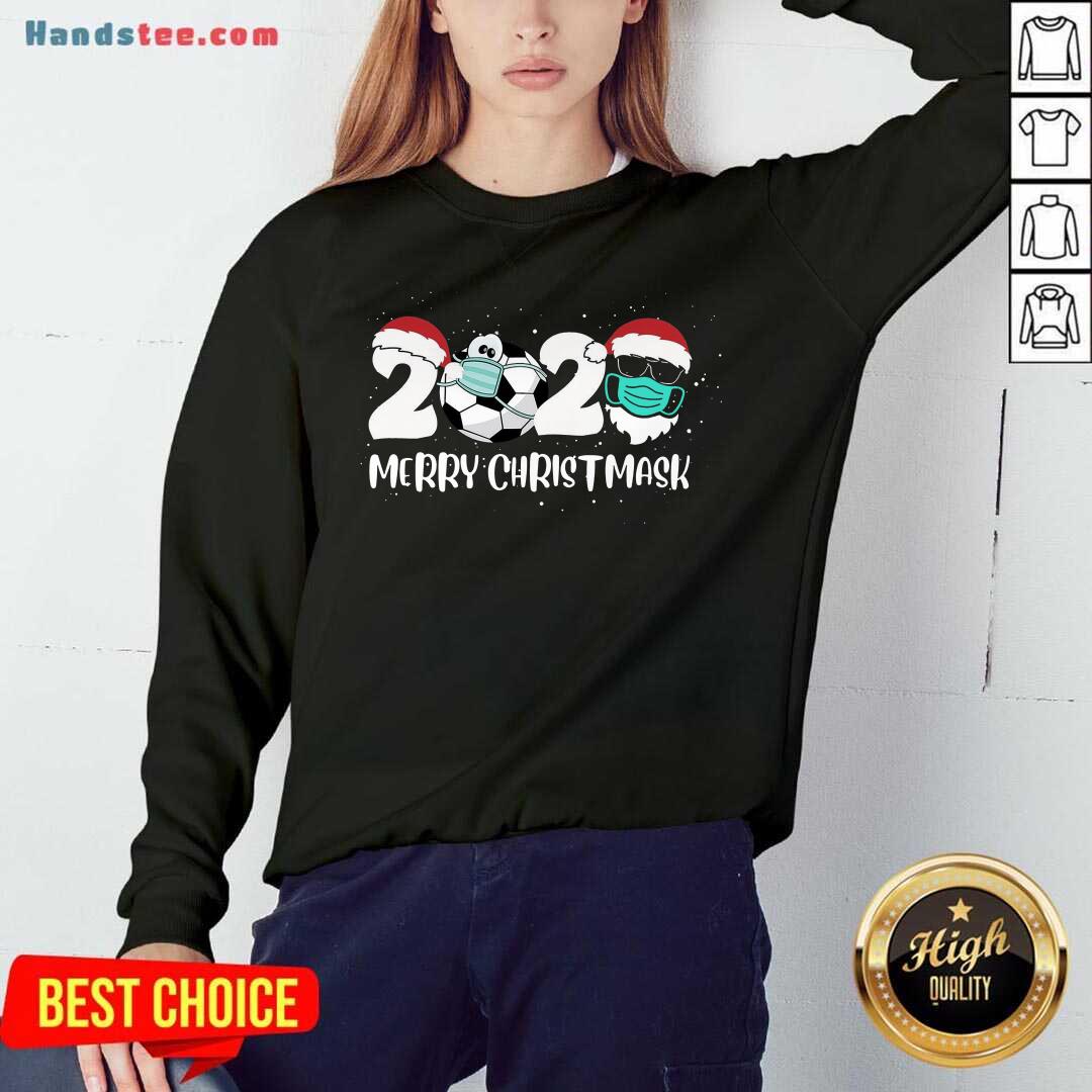 Merry Christ Mask 2020 Santa Soccer Sport Quarantine Christmas Sweatshirt- Design By Handstee.com