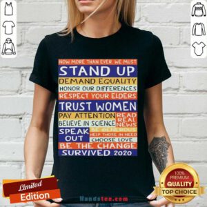 Original No More Than Ever We Must Stand Up Demand Equality V-neck- Design By Handstee.com