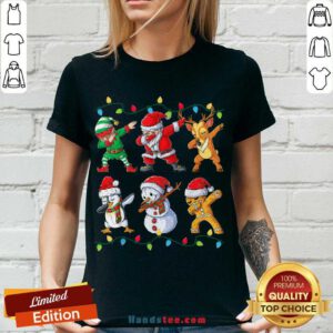 Perfect Christmas Dabbing Santa Friends Elf Snowmen Gingerbread For Boys Kids Xmas Gifts V-neck- Design By Handstee.com