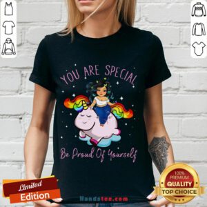 Perfect Chubby Girl And Unicorn You Are Special Be Proud Of Yourself V-neck- Design By Handstee.com