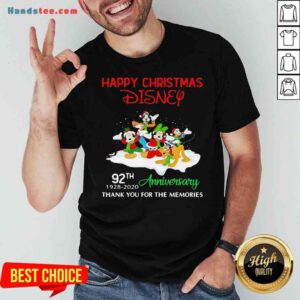Perfect Happy Christmas Disney 92th Anniversary Thank You For The Memories Shirt- Design By Proposetees.com