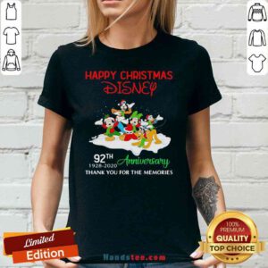 Perfect Happy Christmas Disney 92th Anniversary Thank You For The Memories V-neck- Design By Proposetees.com