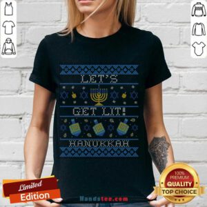 Let's Get Lit! Ugly Sweater V-neck- Design By Handstee.com