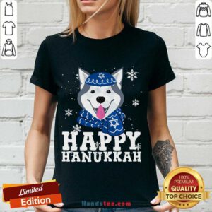 Perfect Merry Christmas Happy Hanukkah Husky Dog Funny Noel Xmas V-neck- Design By Handstee.com