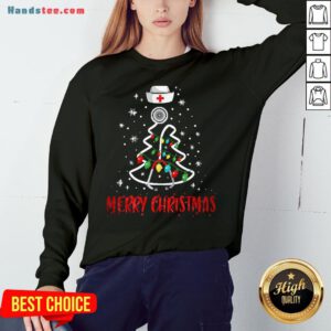 Perfect Merry Christmas Nurse Shirt Stethoscope Tree Lights Gift Sweatshirt- Design By Handstee.com