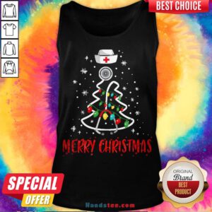 Perfect Merry Christmas Nurse Shirt Stethoscope Tree Lights Gift Tank Top- Design By Handstee.com