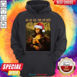 Perfect Santa Mona Lisa Ho Ho Hol Mir Ein Bier Christmas Hoodie- Design By Handstee.com