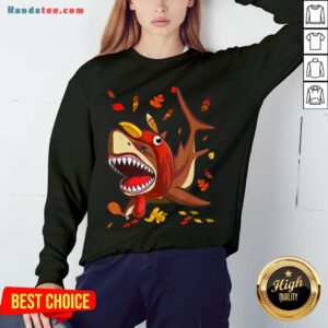 Perfect Shark With Fall Thanksgiving Sweatshirt- Design By Handstee.com