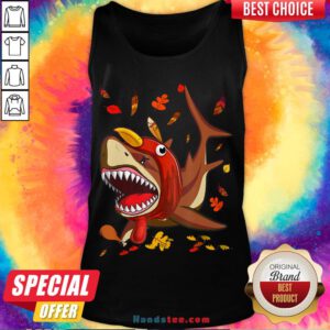 Perfect Shark With Fall Thanksgiving Tank Top- Design By Handstee.com
