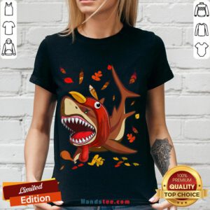Perfect Shark With Fall Thanksgiving V-neck- Design By Handstee.com