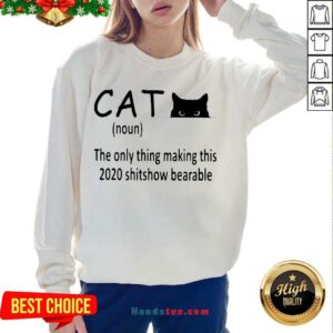 Premium Cat The Only Thing Making This 2020 Shitshow Bearable Sweatshirt- Design By Handstee.com