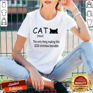 Premium Cat The Only Thing Making This 2020 Shitshow Bearable V-neck- Design By Handstee.com