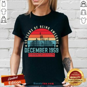 December 1959 61 Year Of Being Awesome Quarantine Edition Vintage V-neck- Design By Handstee.com