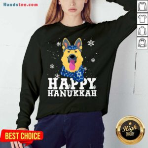 Premium Merry Christmas Happy Hanukkah German Shepherd Dog Funny Noel Xmas Hoodie- Design By Handstee.com