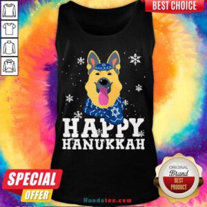 Premium Merry Christmas Happy Hanukkah German Shepherd Dog Funny Noel Xmas Tank Top- Design By Handstee.com