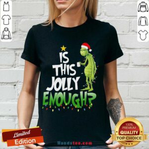 Premium Santa Grinch Light Is This Jolly Enough Christmas Sweater V-neck- Design By Handstee.com