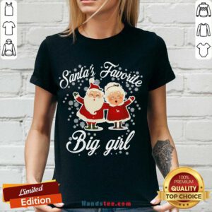 Premium Santa’s Favorite Big Girl Christmas V-neck- Design By Handstee.com