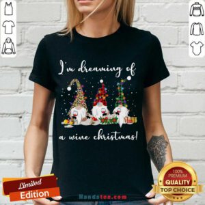 Premium Three Gnomes I’m Dreaming Of A Wine Christmas Gift V-neck- Design By Handstee.com