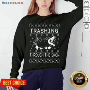 Premium Trashing Mouse Through The Snow Ugly Christmas Sweatshirt- Design By Handstee.com