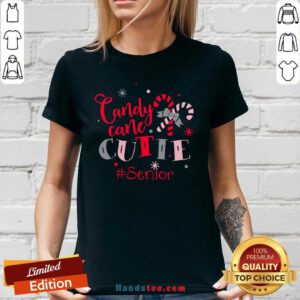 Candy Cane Cutie Senior Christmas V-neck- Design By Handstee.com