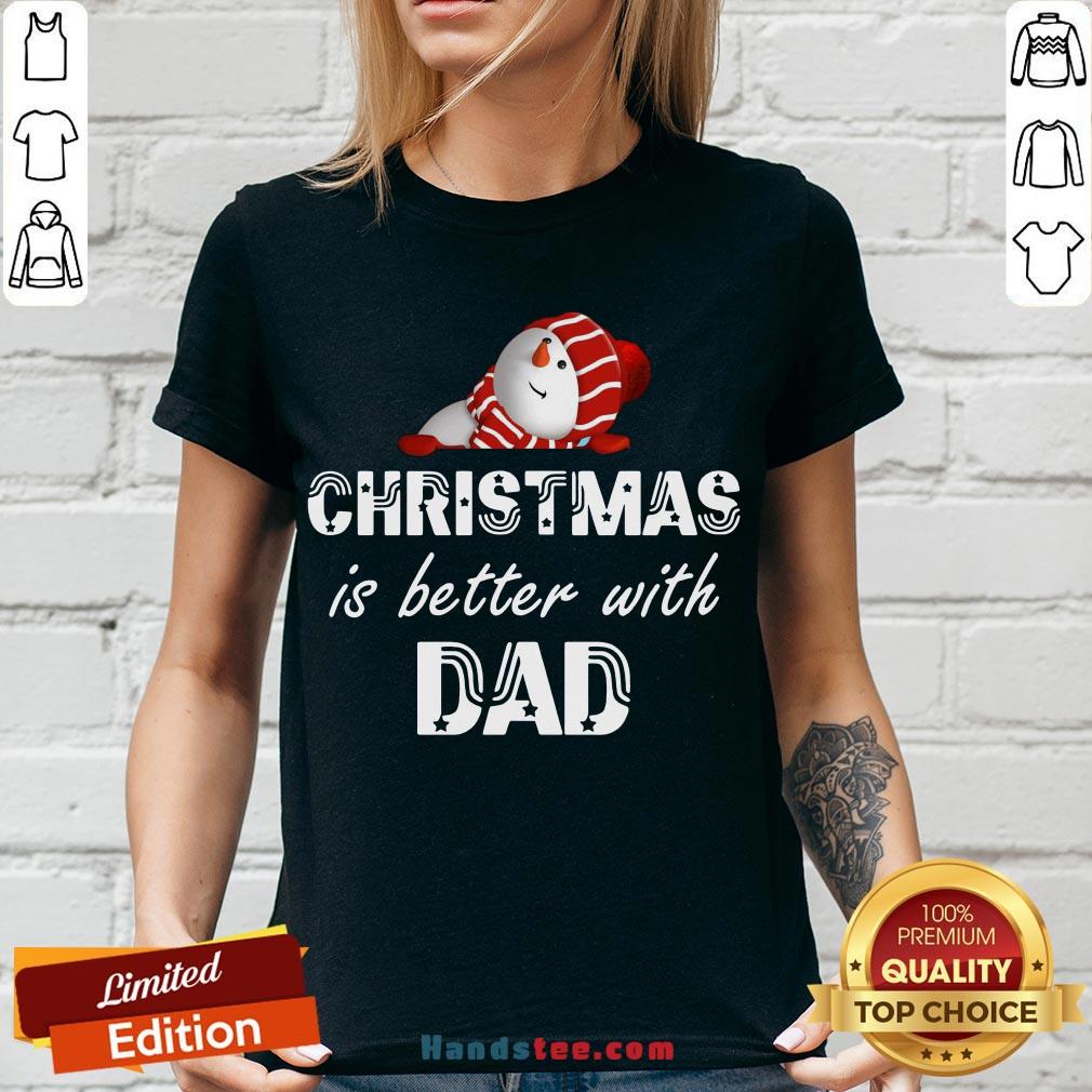 Pretty Christmas Is Better With Dad V-neck- Design By Handstee.com 