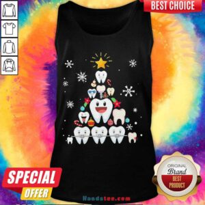 Pretty Dental Teeth Tree Christmas Tank Top- Design By Handstee.com