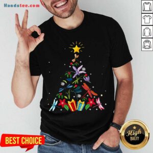 Pretty Dragonfly Christmas Tree Xmas Lover Gifts T-Shirt- Design By Handstee.com