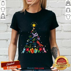 Pretty Dragonfly Christmas Tree Xmas Lover Gifts V-neck- Design By Handstee.com