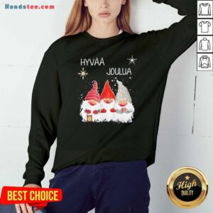 Pretty Gnomes Hyvaa Joulua Merry Christmas Sweatshirt- Design By Handstee.com