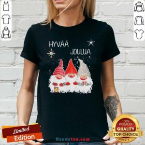 Pretty Gnomes Hyvaa Joulua Merry Christmas V-neck- Design By Handstee.com