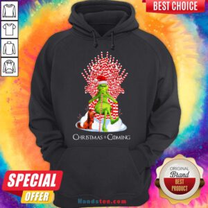 Pretty Grinch Christmas Is Coming Candy Cane Throne Sweat Hoodie- Design By Handstee.com