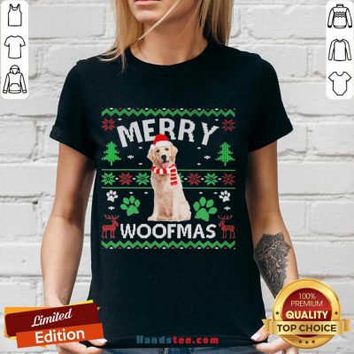 Labrador Santa Merry Woofmas Ugly Christmas V-neck- Design By Handstee.com